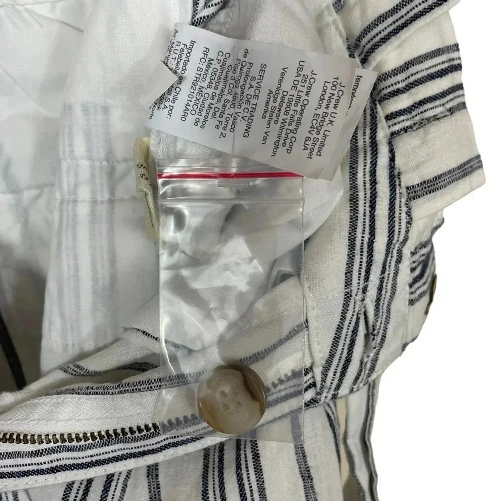 Madewell Baltic Stripe  Linen Cotton Blend Paperbag Pants - Picture 13 of 13